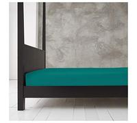Soft & Cosy Elasticated Plain Dyed 4FT Small Double Fitted Sheet, Luxury Breathable Solid Polycotton Bedding Sheets, Deep Teal