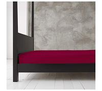 Soft & Cosy Elasticated Plain Dyed 4FT Small Double Fitted Sheet, Luxury Breathable Solid Polycotton Bedding Sheets, Red