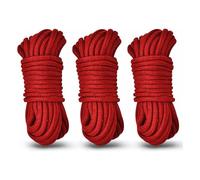 Soft Cotton Braid Rope Cord- Durable Tying Rope,Twisted Cotton Knot,10m Long, 8mm All Purpose Cord for DIY Craft Projects,Hanging, Bundling,Gardening, Home Decor (3PCS,Red)