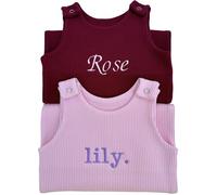 Soft Cotton Dungarees Custom Embroidered Design for Newborn to Toddler, Safari & Christmas Themes, Ideal Personalised Gift for Baby Shower or 1st Birthday (Personalised Sweet Pink, 0-3 Months)