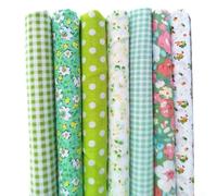Soft Cotton Fabric Bundle 7pcs 10x10 Inch for Quilting(Green)