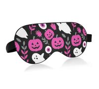 Soft Cotton Filled Lightweight Eye Cover with Curved Design No | High Elastic Spandex Blend Strap Adjustable Travel Eye Cover Office Midday Nap Break Halloween Pumpkin and Cats