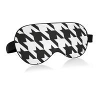 Soft Cotton Filled Lightweight Eye Cover with Curved Design No | High Elastic Spandex Blend Strap Light Blocking Blindfold Daily Indoor Relaxation Black White Houndstooth