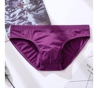 Soft Cotton Men's Lowrise Breathable Briefs Underwear with U Convex Design for Daily Comfort (L Purple)