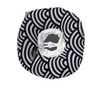 Soft Cotton Pet Recovery Collar XS Wave Black White Drawstring Neck | Adjustable drawstring closure in breathable hemp cotton with distinctive wave print for small pets under 2kg