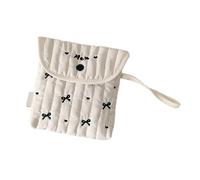 Soft Cotton Polyester Sanitary Pouches with Artistic Bows Embroidery Multipurpose Toiletry Bag for Daily Essential Stylish