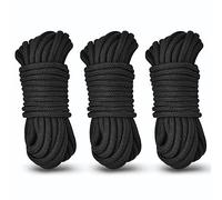 Soft Cotton Rope Thick Cord - Sturdy Tying Rope,Twisted Cotton Knot,All Purpose String 10 Meters for Camping,Gardening, Bondage,Home Decor and DIY Craft Black Cord(3 Pack)