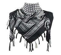 Soft Cotton Shemagh Scarf Arab Sun Hat Combat Desert Keffiyeh SAS Army Tactical Military Desert Head Neck Wrap mask (Black & White)
