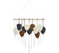 Soft Cotton Wall Tapestry Leaf Motif 80x70cm Boho Style(Brown) | Intricate hand-weaving, natural cotton texture, unique artistic leaf design, lightweight easy hang, 80x70cm size