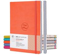 Soft Cover A5 Bullet Dotted Journal Notebook - 120 gsm Dot Grid 160 Pages | Lay Flat, Water-Scratch Resi. Faux Leather, Japanese Edge, 2Bookmarks+Pocket - Orange Small Journal Dotted Notebook 5.5x8.5In