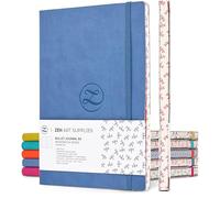 Soft Cover B5 Bullet Dotted Journal Notebook - 120 gsm Dot Grid 160 Pages | Lay Flat, Water-Scratch Resi. Faux Leather, Japanese Edge, 2 Bookmarks + Pocket - Blue Large Journal Dotted Notebook 7x10 In