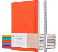 Soft Cover Large B5 Dotted Journal - Enjoy Bullet Journaling with a 7×10-inch, Non-Bleed Thick 120gsm Paper, Dot Journal in Orange, Japanese Edge Motif - Faux Leather Lay Flat Dot Notebook (Pack of 2)
