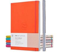 Soft Cover Large B5 Dotted Journal - Enjoy Bullet Journaling with a 7×10-inch, Non-Bleed Thick 120gsm Paper, Dot Journal in Orange, Japanese Edge Motif - Faux Leather Lay Flat Dot Notebook