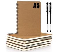 Soft Cover Spiral Notebook Journal 6 Pcs Plus Two Pens A5 Notebook Lined Paper Wire Bound Memo Suitable for Work Sketching Study Notes Gift Diary School Notepad 110 Pages/55 Sheets 8.3" x 5.5"