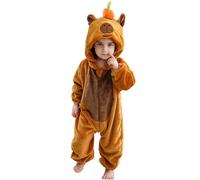 Soft Cozy Boys Bodysuits Fleece Romper Cute Capybara Print Baby Toddler Pajamas Outfit Kids Comfortable Loungewear Leisure Wear(Orange, 2-3 Years)