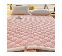 Soft Cozy Milk Velvet Mattress Topper for Queen King, Thicken Quilted Non-Slip Bed Mattress Pad With Elasticated Corner Straps Washable Mattress Cover Pad-Pink-90x200cm