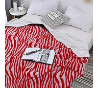 Soft Cozy Sherpa Fleece Plush Throw Blanket - Reversible Warm Thick Blanket Bed Sofa Throw Double Size (Red White Tiger + Grey)