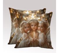 Soft Cushion Covers Set of 2, 14x14 inch, Premium Decorative Square Throw Pillowcases Cushion, With Invisible Zipper, Washable Decorative Pillows Sofa, Bed, Bedroom, 35x35cm Girl White B-659