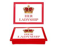 Soft Cushion Padded Lap Tray with wipe-clean surface Breakfast Dinner TV Laptop Writing Laptray (HER LADYSHIP RED)