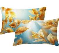Soft Cushions Cover Nature 75 x 50 Double Sided Rectangular Pack of 2 Throw Pillow Cases with Invisible Zipper for Sofa Couch Bed Garden Bench Office Car Modern Outdoor Cushions 30x20in Leaves JK-146