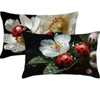 Soft Cushions Cover Red 50 x 75 Double Sided Rectangular Pack of 2 Throw Pillow Cases with Invisible Zipper for Sofa Couch Bed Garden Bench Office Car Modern Outdoor Cushions 20x30in Insect JK-588