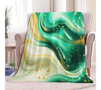 Soft Dark Green Flannel Fleece Blanket 87 × 94 inch, Lightweight and Cozy Soft Sequins Marble Decorative Blanket - All-Season Warm Flannel Throw