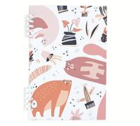 Soft Decorative Plant Notebook A5, Pink Cartoon Creature Notebooks A5, Lined Paper Spiral Notebook 120Pages/60Sheets, Exercise Book for Work, Workbook for Dairy, University Stationery Women Man