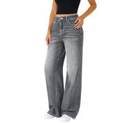 Soft Denim Wide Leg Pants Women - Elasticated Waist Jeans No Zip | Breathable High Stretch Fabric | Curvy Fit Tummy Control Jeans | The Comfortable Jean