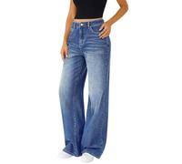 Soft Denim Wide Leg Pants Women - Elasticated Waist Jeans No Zip | Breathable High Stretch Fabric | Curvy Fit Tummy Control Jeans | The Comfortable Jean
