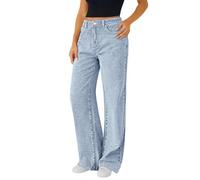 Soft Denim Wide Leg Pants Women - Elasticated Waist Jeans No Zip | Breathable High Stretch Fabric | Curvy Fit Tummy Control Jeans | The Comfortable Jean