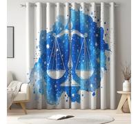 Soft Dense Scales Magic Stars Blackout Curtains for Bedroom, Thermal Eyelet Drapes for Living Room 2 Panel Set W 52" x L 84", Home Decoration For Young People's Bedroom