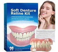 Soft Denture Reline Kit,Denture Silicone Reline Kit,Silicone Reline Denture Set,Soft Dentures False Teeth Set,Snap on Dentures Upper and Lower Matching Set,Fake Teeth Kit,Clip in Veneers Teeth