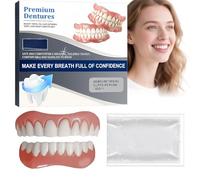 Soft Denture Reline Kit - Full Set for Men and Women. Comfortable Silicone Material. Natural Looking. Upper and Lower Dentures. Snap-On Reliner Kit. Temporary Solution for False Teeth