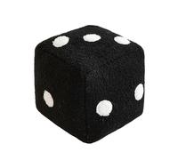 Soft Dice Pillow Toy Cute Cubic Cube Stuffed Animal Doll Home Sofa Cushion for Kids Adults (Black, 20cm)
