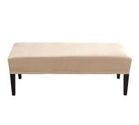 Soft Dining Room Bench Covers Stretch, Velvet Upholstered Bench Slipcover With Elastic Bottom Stain Resistant Removable Bench Seat Protector Washable For Bedroom Kitchen-rice gray-Large