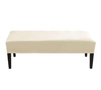 Soft Dining Room Bench Covers Stretch, Velvet Upholstered Bench Slipcover With Elastic Bottom Stain Resistant Removable Bench Seat Protector Washable For Bedroom Kitchen-Beige-Large