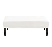 Soft Dining Room Bench Covers Stretch, Velvet Upholstered Bench Slipcover With Elastic Bottom Stain Resistant Removable Bench Seat Protector Washable For Bedroom Kitchen-White-Large
