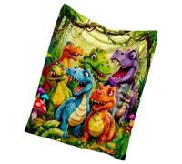 Soft Dinosaur Blanket - 60x78.8in Plush Flannel Cover, Comfortable Sleeping Sheet, Warm Printed Bedspread with Stitching and Quick Dry Material | Kids Gift Choice for Bedroom Playroom Holiday