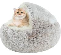 Soft Dog Bed | Cave Bed for Small Pet Calming and Closed - for Cats Comfortable and Soft and Warm for Winter Kitten Small and Large Dogs (Coffee)