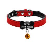 Soft Dog Cat Collar With Bell Personalized Safety Cat Name Tag Collar(Black Bone 3,S)