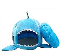 Soft Dog Cat Shark Bed Calming Dog Cat Rabbit Puppy House for Small Pets Cats Dogs Hand Washable Dog Cat Rabbit Pet Cave with Removable Cushion and Waterproof Bottom