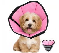 Soft Dog Cone Collar After Surgery: Long Alternative Comfortable Comfy Fabric Recovery Shame Elizabethan Stop Licking Small Medium Large Dogs (Pink, S)