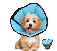 Soft Dog Cone Collar After Surgery: Long Alternative Comfortable Comfy Fabric Recovery Shame Elizabethan Stop Licking Small Medium Large Dogs (Blue, S)