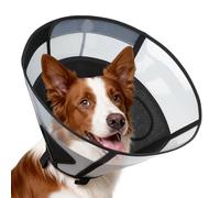 Soft Dog Cone Collar for Large Dogs, Mesh Windows Transparent E Collar for Dog, Anti-Bite Lick Wound Healing After Surgery Neuter Safety Practical Comfy Plastic Cone Black MA