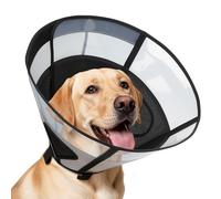 Soft Dog Cone Collar for Large Dogs, Mesh Windows Transparent E Collar for Dog, Anti-Bite Lick Wound Healing After Surgery Neuter Safety Practical Comfy Plastic Cone Black L