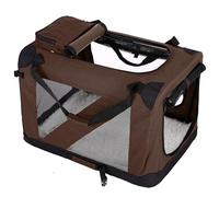 Soft Dog Crate Collapsiblee Dog Crate Portable for Car Oxford Cloth Fabric with Steel Tube Frame for Medium Large Dogs Up To 60kg with Bottom Cushion(Brown,60 * 42 * 42cm)