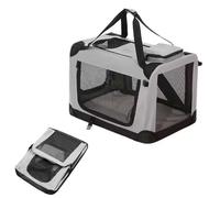 Soft Dog Crate Collapsiblee Dog Crate Portable for Car Oxford Cloth Fabric with Steel Tube Frame for Medium Large Dogs Up To 60kg with Bottom Cushion(Gray,60 * 42 * 42cm)