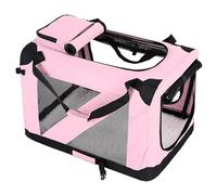Soft Dog Crate Collapsiblee Dog Crate Portable for Car Oxford Cloth Fabric with Steel Tube Frame for Medium Large Dogs Up To 60kg with Bottom Cushion(Rose,105 * 76 * 76cm)