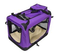 Soft Dog Crate Collapsiblee Dog Crate Portable for Car Oxford Cloth Fabric with Steel Tube Frame for Medium Large Dogs Up To 60kg with Bottom Cushion(Purple,72 * 52 * 52cm)