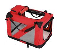 Soft Dog Crate Collapsiblee Dog Crate Portable for Car Oxford Cloth Fabric with Steel Tube Frame for Medium Large Dogs Up To 60kg with Bottom Cushion(Red,72 * 52 * 52cm)